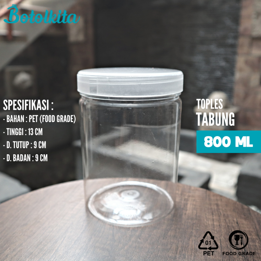 Toples Plastik Tabung 800ml / Toples Kue 800ml / Toples Kacang 800 ml / Toples Makanan 800 ml / Topl