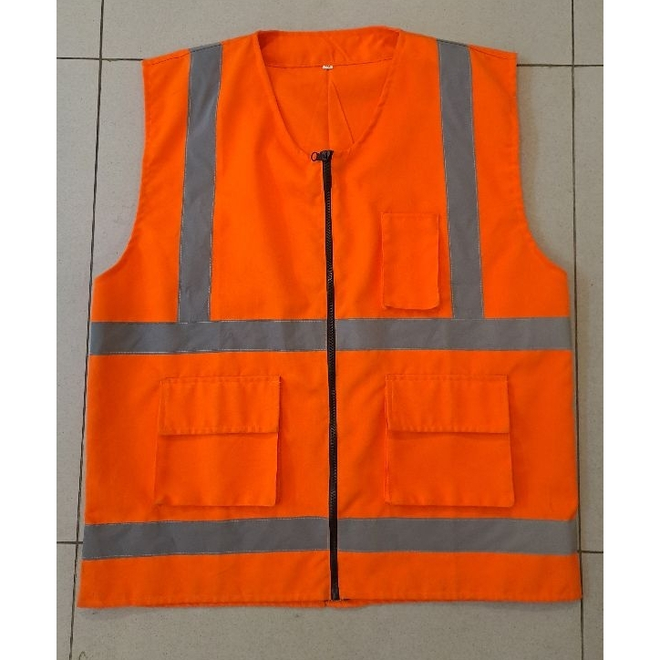 Rompi Safety Drill Orange/Rompi Safety Bahan Dril/Rompi Dril Orange Hijau