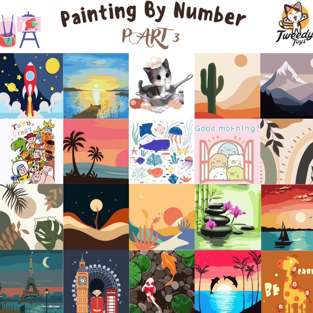 

DiSk0n TweedySub - Paint By Number Children Canvas Painting / Set Kanvas Lukis Anak / Part 3 Terhitz