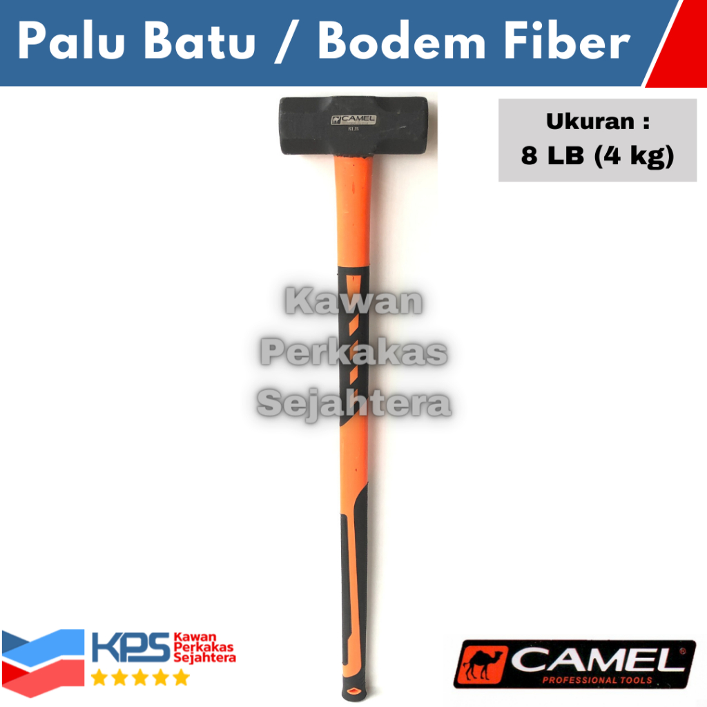 CAMEL Palu Batu Gagang Fiber 8 LB (4 kg) | Bodem Gagang Karet 8LB