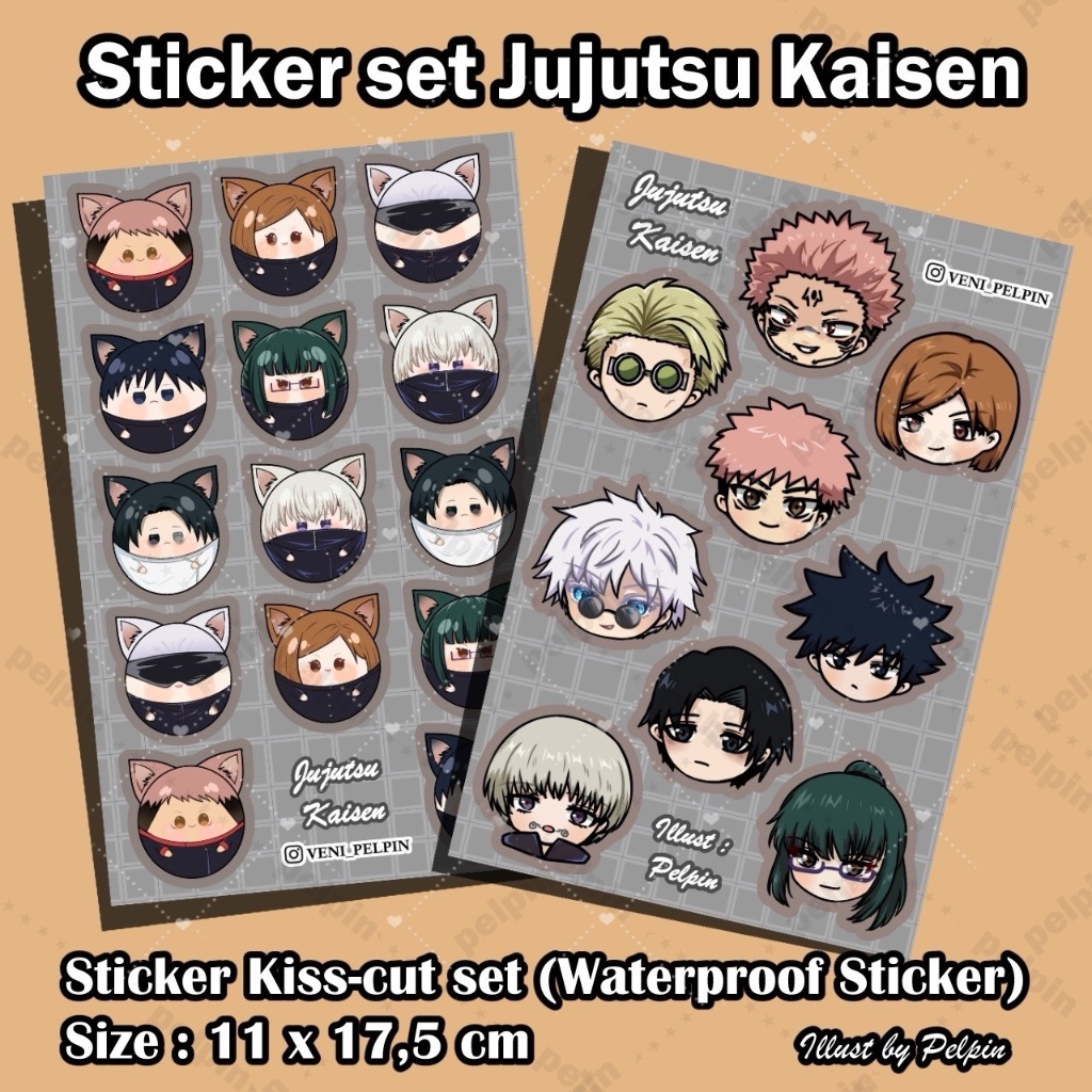 

sticker sticker anime jujutsu kaisen set kisscut waterproof gojo itadori megumi yuta nanami