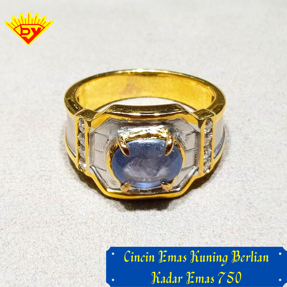 Cincin Berlian Emas Kuning 747 Kadar Emas 750 - Berlian 8 bji 0.24 ct