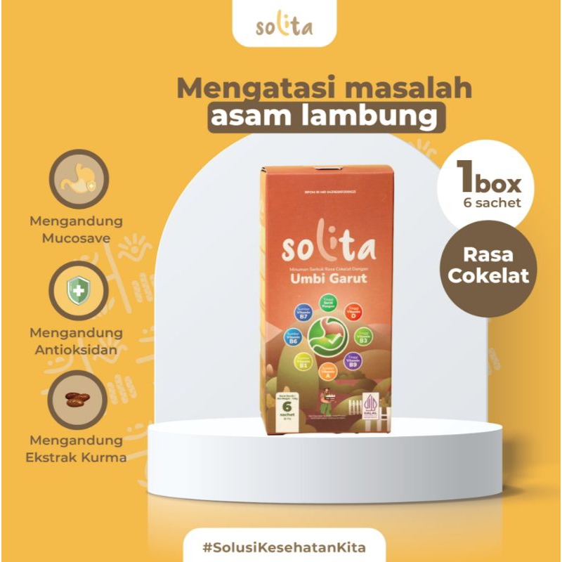 

SOLITA Minuman Serbuk Umbi Garut isi 6 sachet rasa Coklat untuk Atasi Asam Lambung