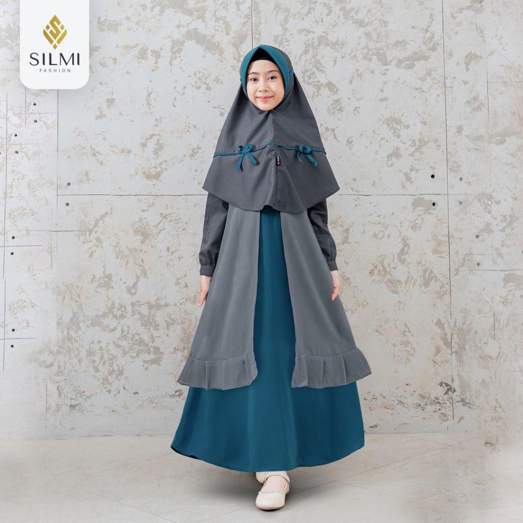 SET GAMIS WAROHMAH FAMILY BY SAMARA SILMI FASHION DRESS BAJU BUSANA MUSLIM ANAK PEREMPUAN WARNA BLUE