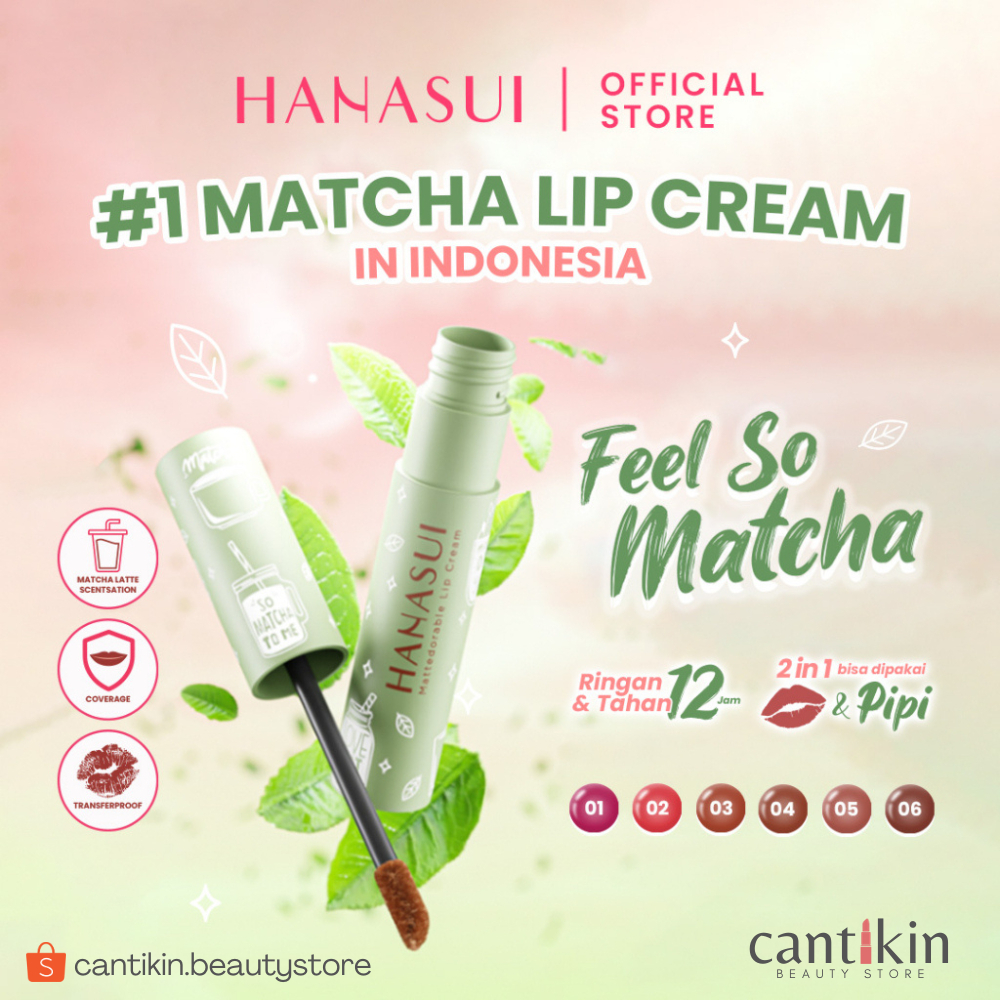 Hanasui Mattedorable Lipcream Matcha Edition / lip cream lipstick lip tint hanasui