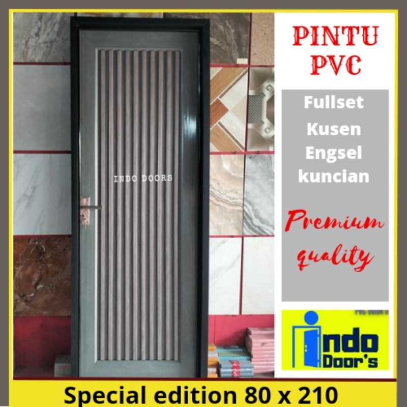 Pintu Kamar Tidur Utama Pvc Tebal 80 x 210 cm Fullset Kusen Pintu Tinggal Pasang
