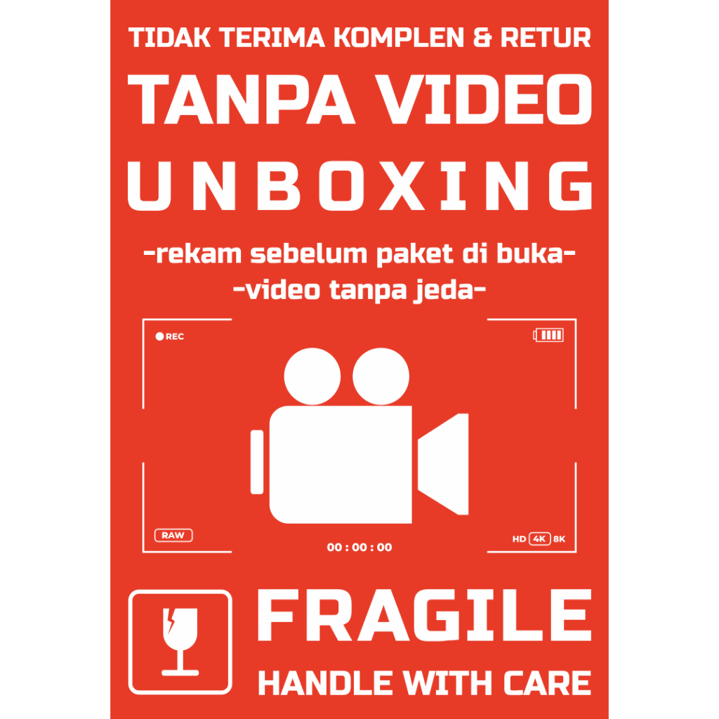 

STIKER LABEL STIKER VIDEO UNBOXING FRAGILE + CUTTING | 12 pcs