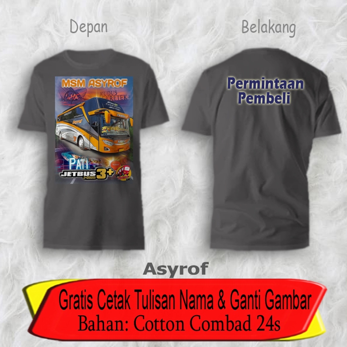 Kaos Bus Mania Om Basuri Telolet Asyrof / Tshirt Bus Mania Asirof / Baju Om Basuri Telolet Bus Pariw
