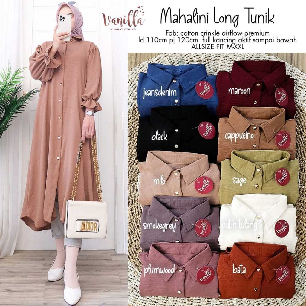 [VANILLA] MAHALINI LONG TUNIK WANITA