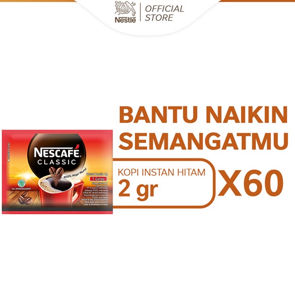 

[☞O46>] NESCAFE Classic Kopi Instan Kopi Hitam 2g Sachet 60pcs Eleoen