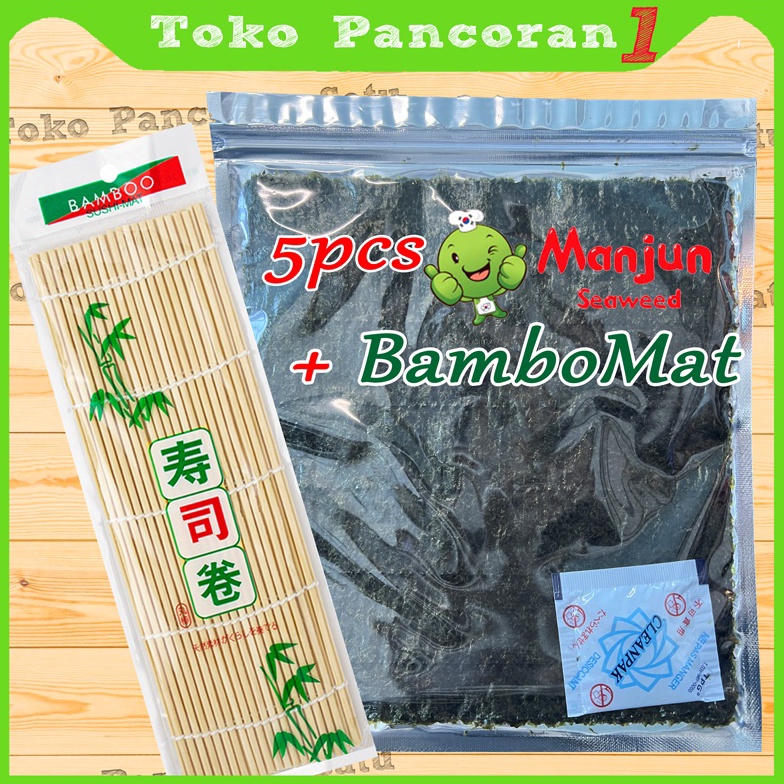 

DiSk0n MANJUN Nori Sushi Halal 5 lembar /Yakinori Import Kimbab/ Gimbab / Lembar Rumput Laut/Bamboo mat Fast On