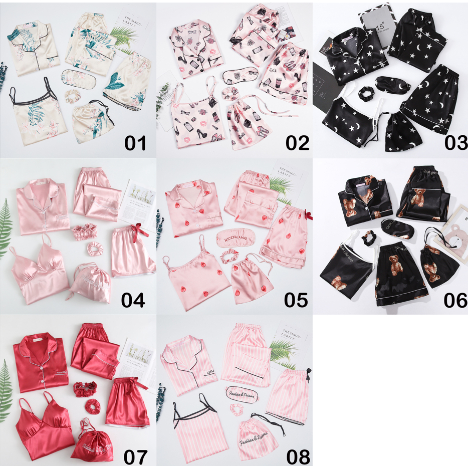 STALL 01-08 Set Piyama 7 in 1 Set Baju Tidur Seserahan - Birthday Gift - Bridal Shower