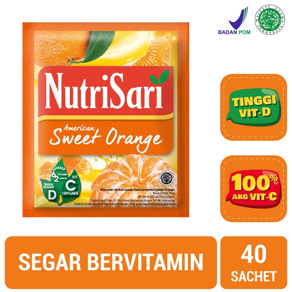 

AMR NutriSari American Sweet Orange 40 Sachet - Minuman Buah Vitamin C 48