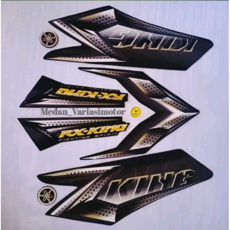 Striping motor / Les tangki RX KING NEW 2008 Hitam + Emblem Komplit