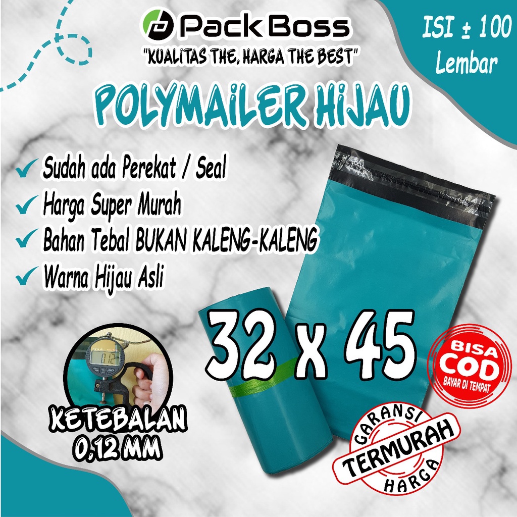 

✨Grosir✨ Polymailer HIJAU MATTE DOFF 32x45 (+/- 100 lembar) Berperekat Praktis !!!