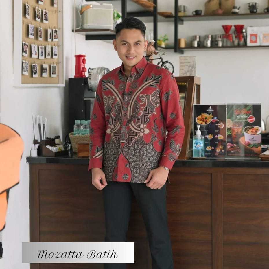 Baju Kemeja Batik Pria Lengan Panjang Premium Bahan Katun Baturaden Slimfit Atasan Batik Cowok