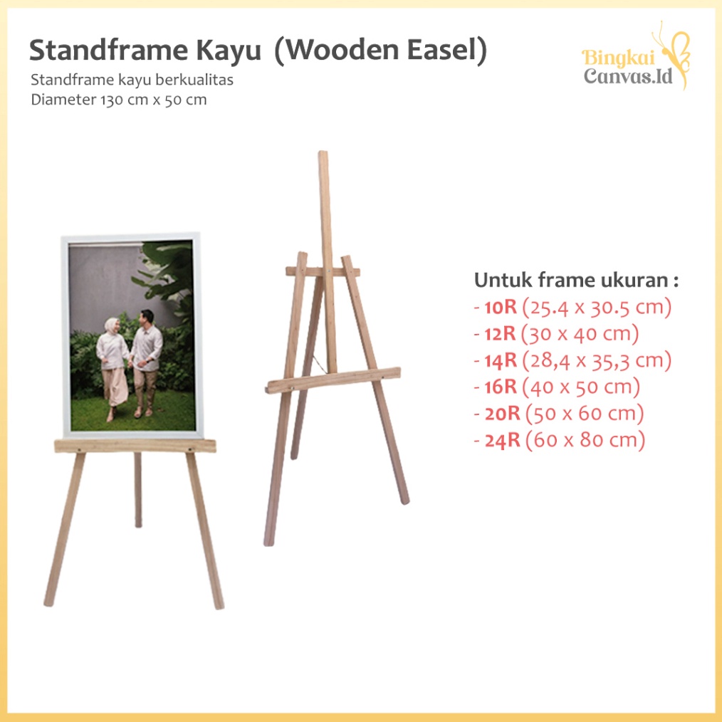 Terbaik Stand frame foto prewedding besar / stand bingkai kayu / stand lukisan / stand kanvas lukis 