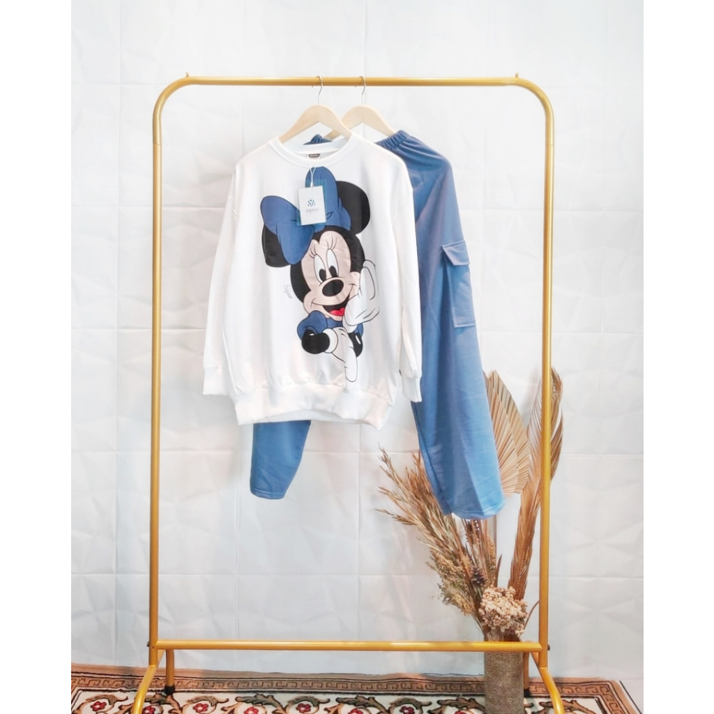 One Set Celana Kargo Sijiso Bambi / Mickey