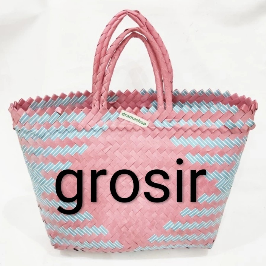 GROSIR Tas jinjing plastik belanja sayur sayuran anyaman anyam -sedang