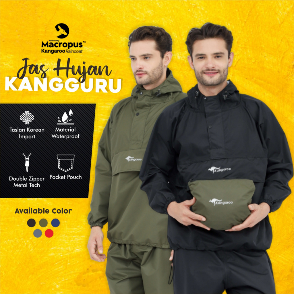 KANGAROO RAINCOAT Jas Hujan Kangguru Anti Tembus Premium Original Mantel Pria Dewasa Kanguru Jas Huj