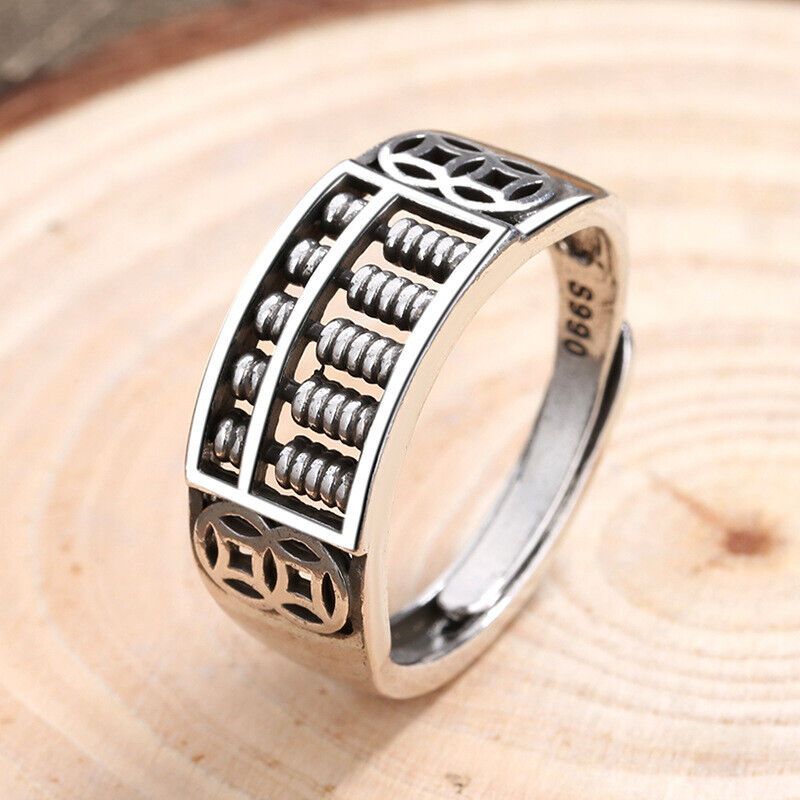 Cincin Sempoa Silver Ukuran Dapat Disesuaikan / Aksesoris Fashion Cincin Pria Wanita Model Hitungan 
