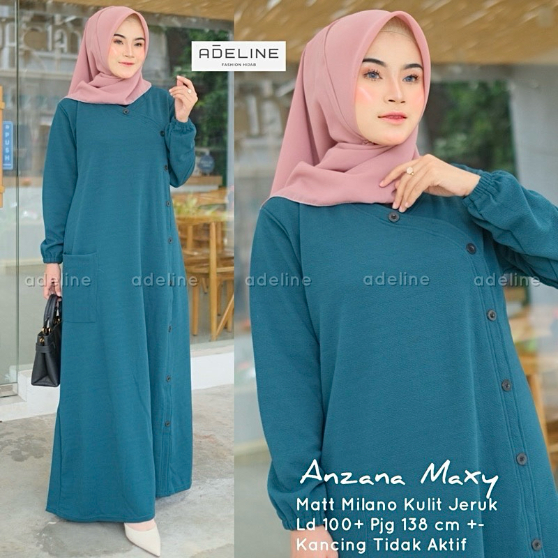 AM - ANZANA Maxy Gamis Wanita Muslim Lemon Skin Milano Melar-3