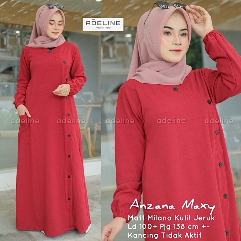 AM - ANZANA Maxy Gamis Wanita Muslim Lemon Skin Milano Melar-4