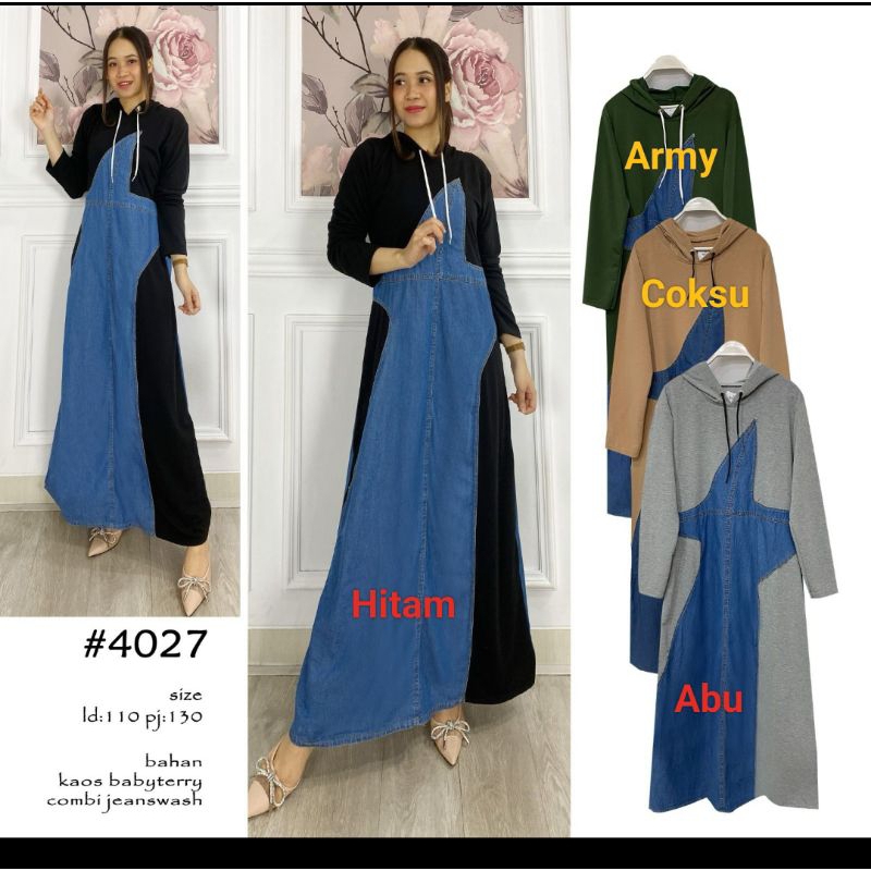 GAMIS JEANS TOPI VIRALL BAHAN JEANS IMPORT DEPAN BELAKANG MIX KAOS BABYTERRY PREMIUM