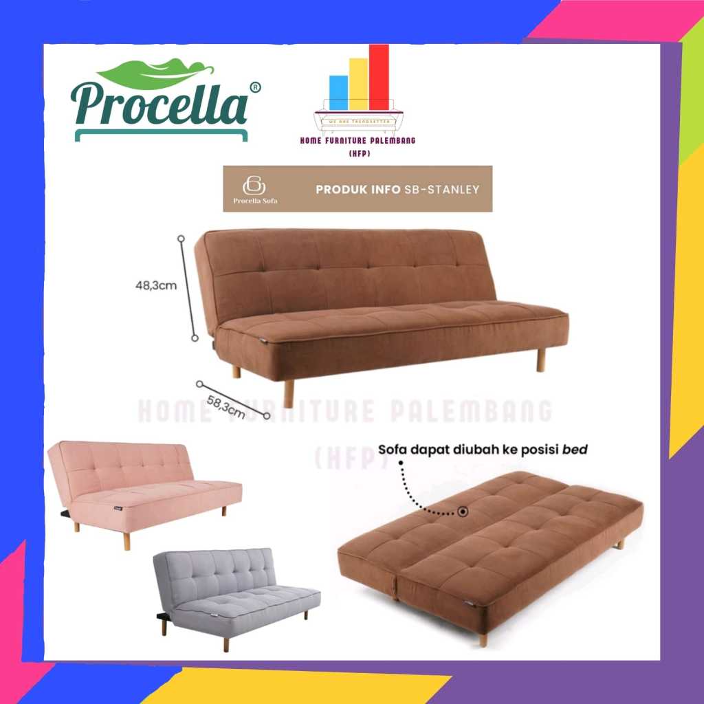 sofabed procella stanley sofa bed minimalis kursi tamu sofa retro lipat -abu abu
