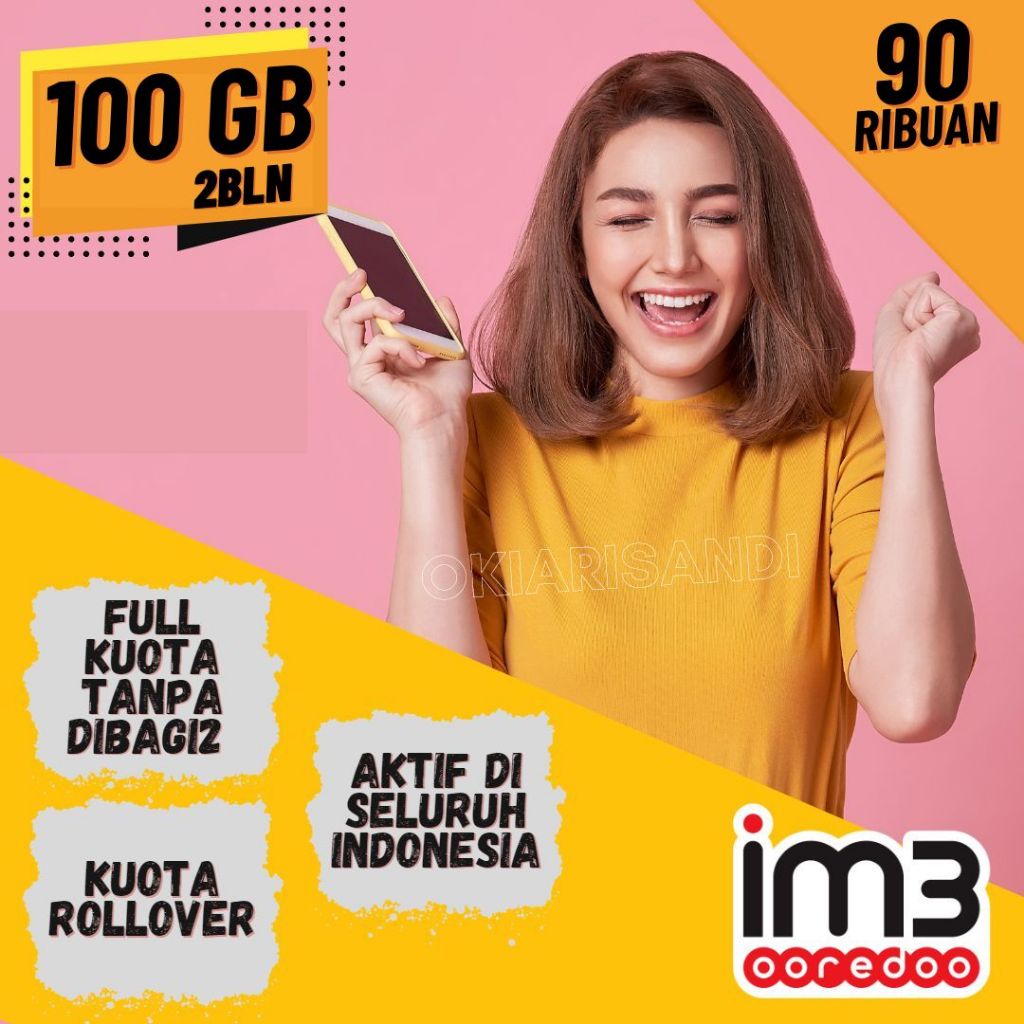 Kartu Perdana Paket Kuota Indosat Aktif 100GB 2 Bulan ndosat Ooredoo Full Im3