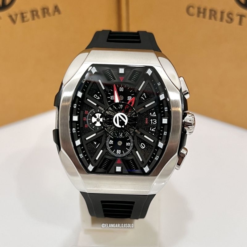 JAM TANGAN PRIA CHRIST VERRA CV 12080G-31 BLK RUBBER STRAP