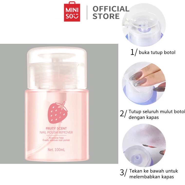 elg-48 Miniso Official Penghapus Kutek Wanita Nail Polish Remover Pembersih cat kuku 100ml Nail Enam