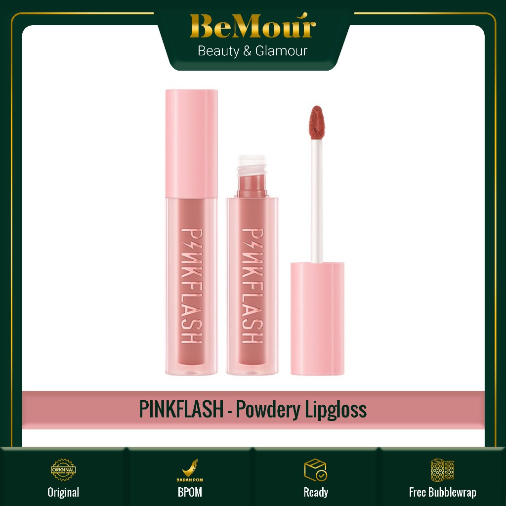 PINKFLASH - POWDERY LIP GLOSS ( PF-L16 ) - PinkSweetie Fuzzy-Soft Velvet Matte Lip Clay Lipstik Ligh