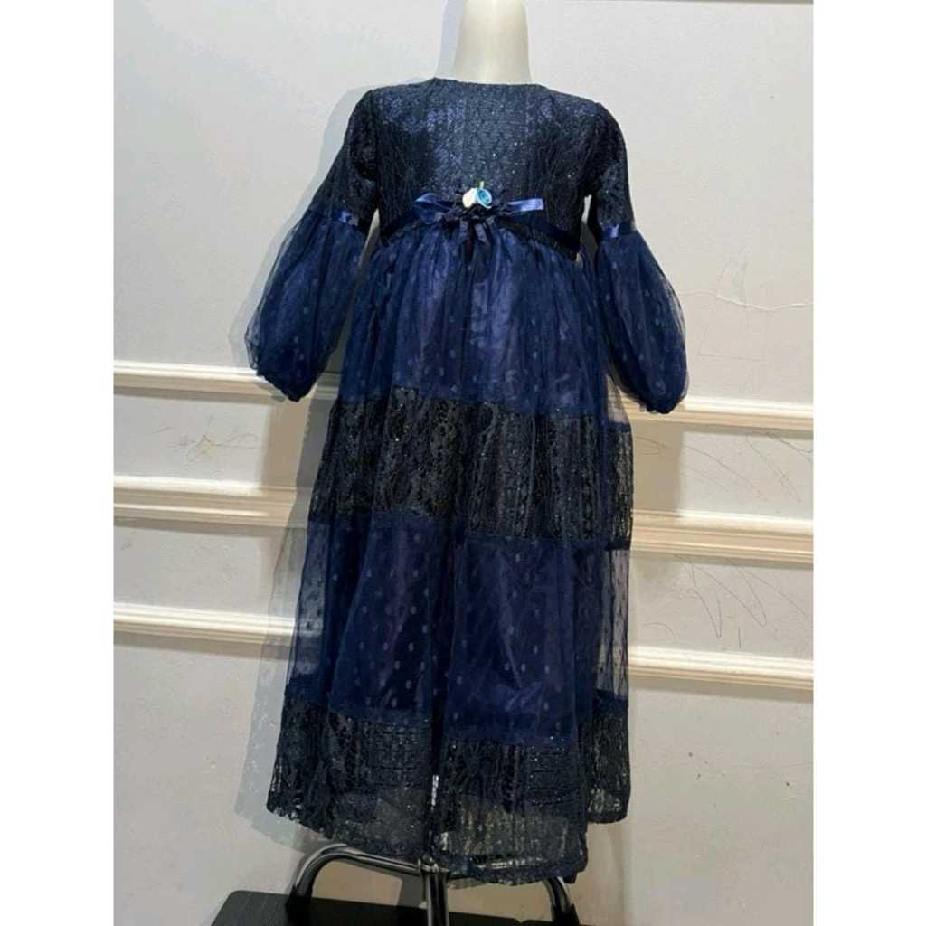 Gaun Muslim Anak / Dress Muslim Anak / Baju Muslim Anak/ Gaun Muslim Brukat Polkadot