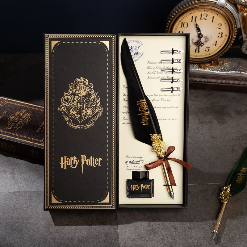 

[Harry Potter High Quality Quill Pen] Feather Quill Dip Pen Harry Potter/ Pulpen Bulu Set Lengkap Harry Potter/Perfect Vintage Gift