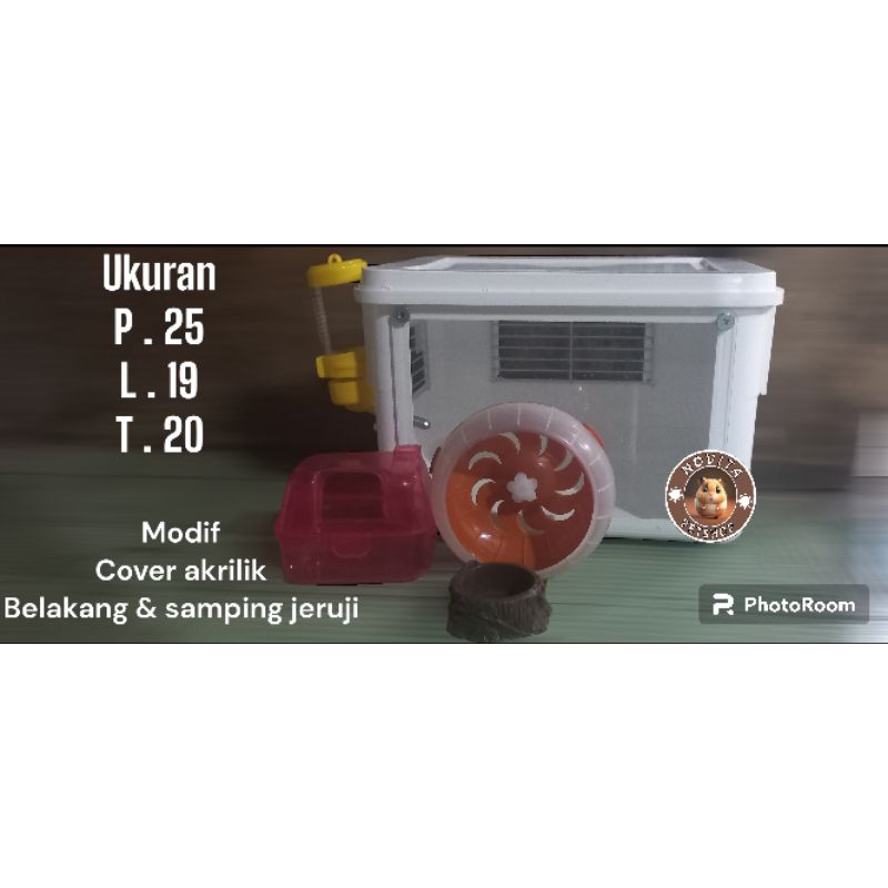 kandang hamster box akrilik belakang &samping jeruji