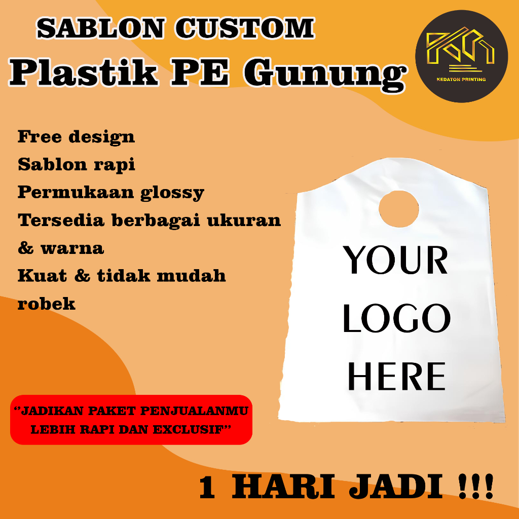 

Plastik Sablon PE GUNUNG DISTRO, MURAH FREE DESIGN