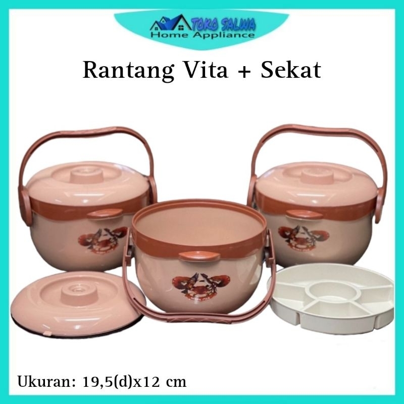 Rantang Plastik + Sekat / Rantang Bekaln Nasi Vita mocca / termos bekal nasi