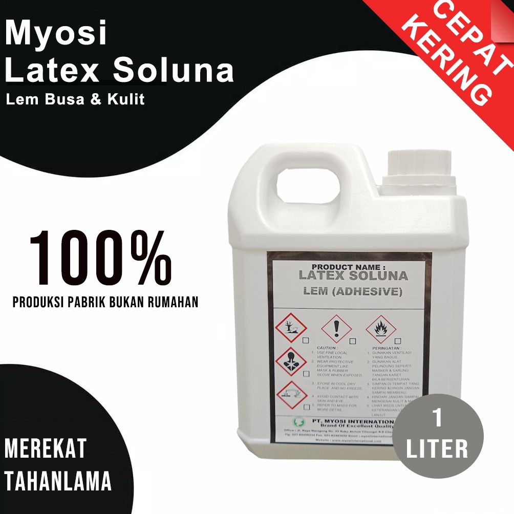 

ern.. Myosi Lem Latex Cair Soluna untuk Busa / Kulit Latex 1 Liter NWC