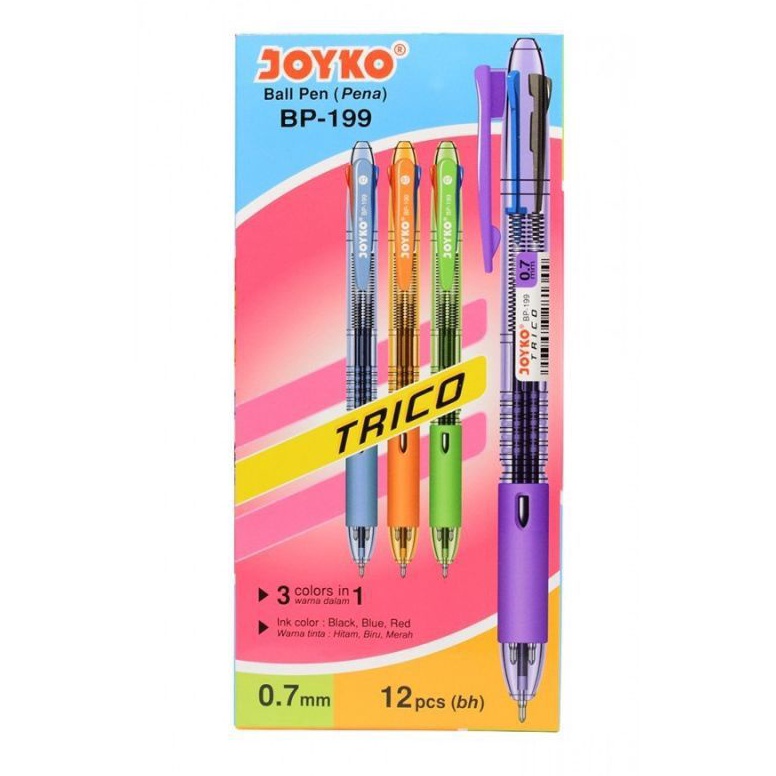 

Ready.. Pulpen Joyko BP - 199 Trico 3 warna / (1pak/12pcs) TLY