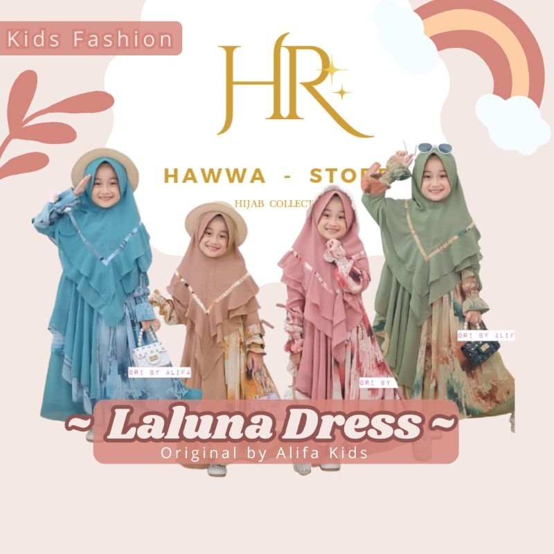 (( READY STOCK SIYAP KIRIM )) LALUNA GAMIS DRESS Anak Perempuan Cerutty Armany Usia  2 - 12 Tahun UM