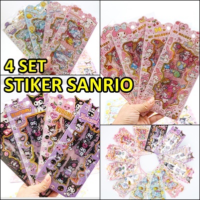 

STIKER ISI 4 LEMBAR SANRIO KUROMI MY MELODY CINNAMOROLL PET DECORATION SANRIO TRANSPARANT SUDAH CUTTING vincess