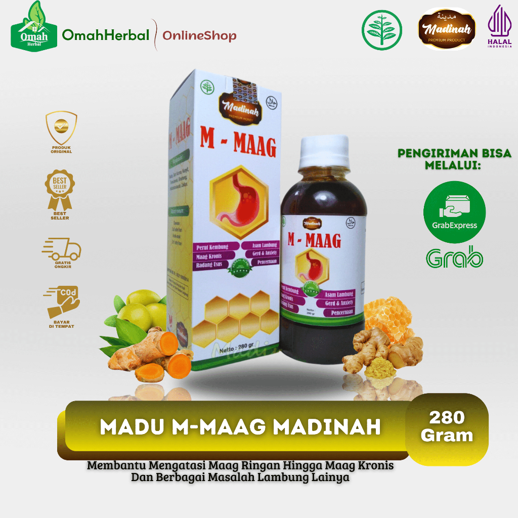 

MADU SEHAT LAMBUNG M-MAAG Mengatasi Masalah Pencernaan Mengobati Asam Lambung Maag Kronis dan Gerd 280 Gram[MADINAH]