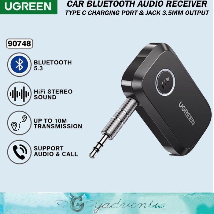 UGREEN Adaptor Car Receiver Audio Bluetooth Transmmiter Radio Tape Konektor Mobil With Jack 3.5mm