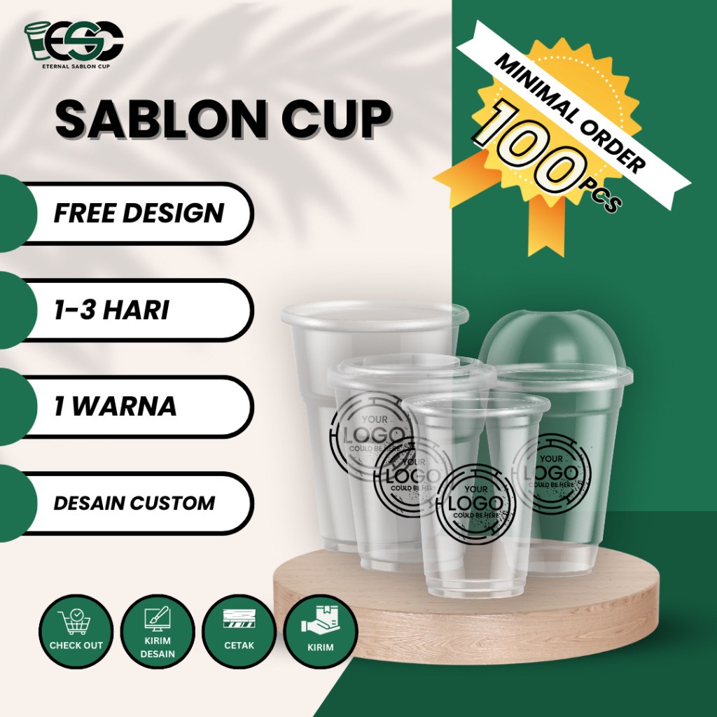 Cup 12 oz 7 gram Min order 100 pcs, sablon cup murah, sablon kemasan murah, sablon gelas plastik mur