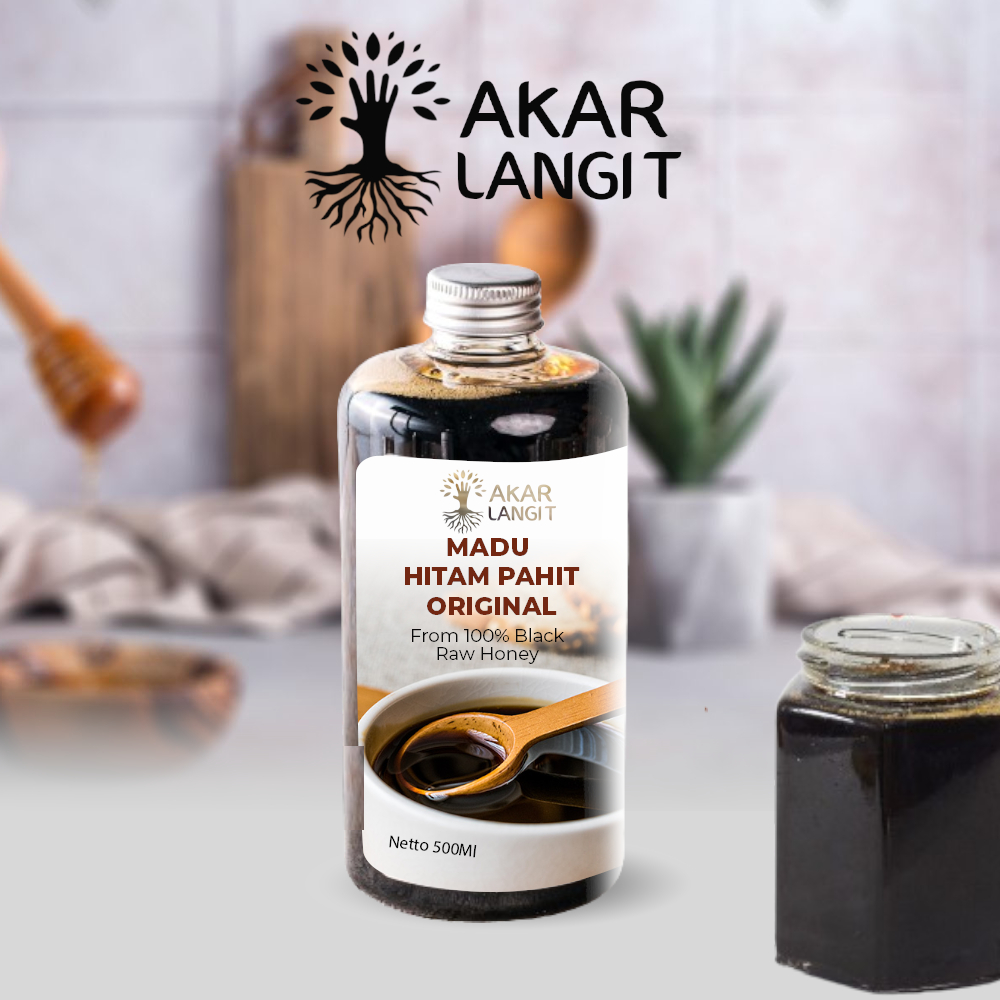 

Madu Hitam Pahit 500ml Akarlangit - Black Honey Asli 100% Original