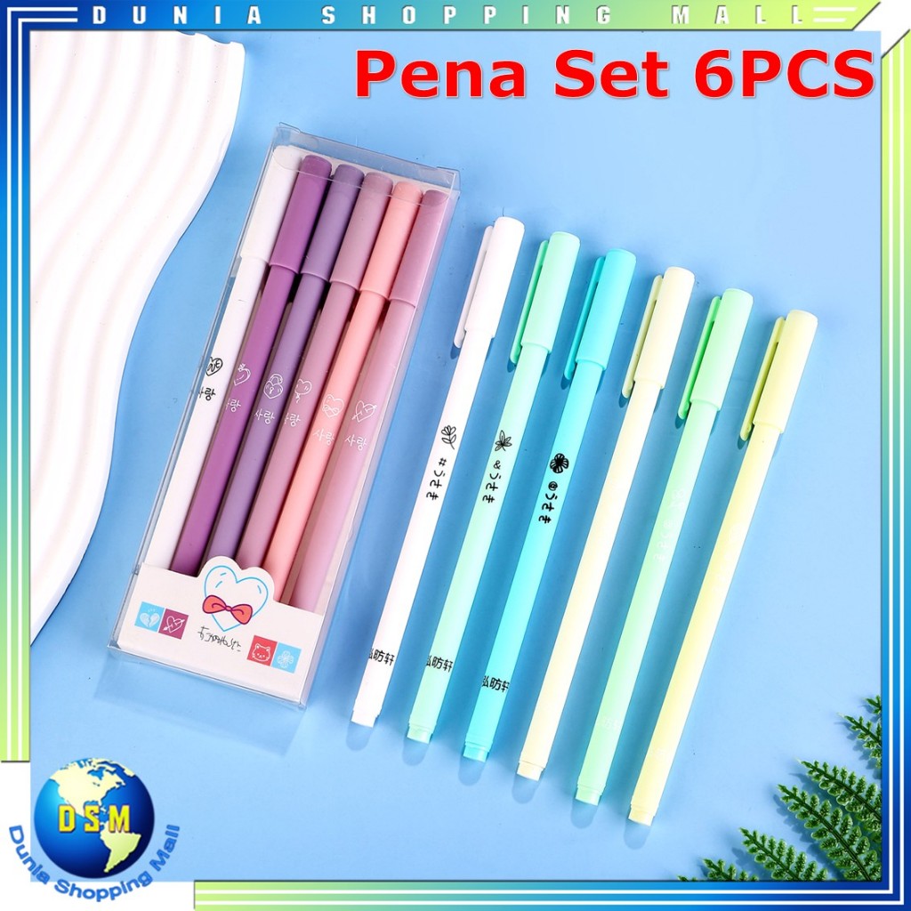 

DSM 1 Set 6Pcs Pena Gel 0.5mm Warna Pastel Pen Gel Aesthetic Pulpen Gel 6 IN 1 Warna Gradasi Pena Gel Set Morandi Color Bolpoint Tinta Gel Cair 6 Pcs Journaling Pen Alat Tulis Kantor Sekolah Lucu