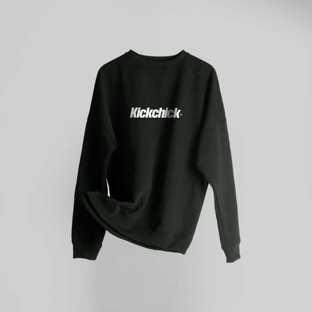 Kickchick Crewneck Logo White Black Sweater | Sweatshirt | Outerwear Lengan Panjang
