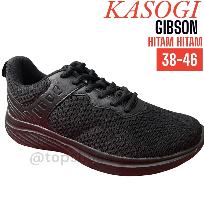 Sepatu Sekolah Kasogi Gibson Hitam Putih Hitam Hitam Kasogi Jumbo