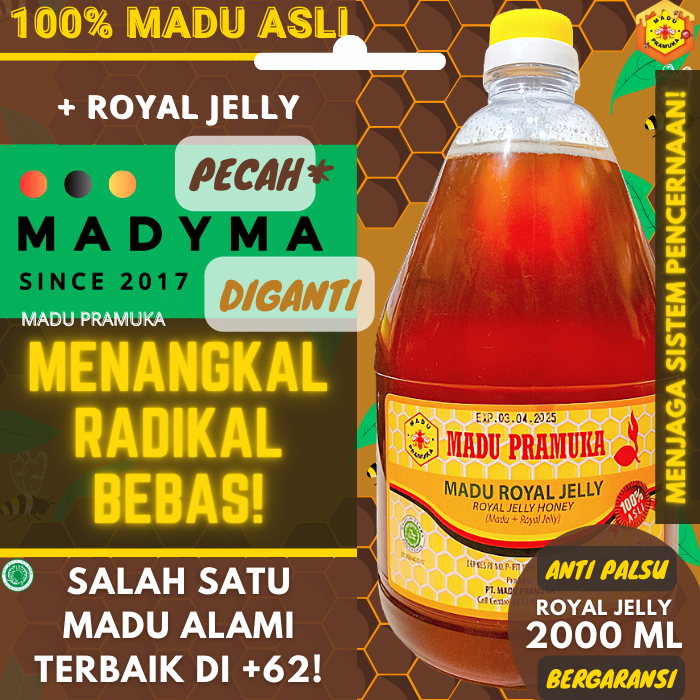 

Madu Pramuka Royal Jelly Honey 2000 ml 2 Liter 2L 2000ml (Madu + Royal Jelly) Alami Pure Natural Raw Honey Nusantara Kepulauan Indonesia